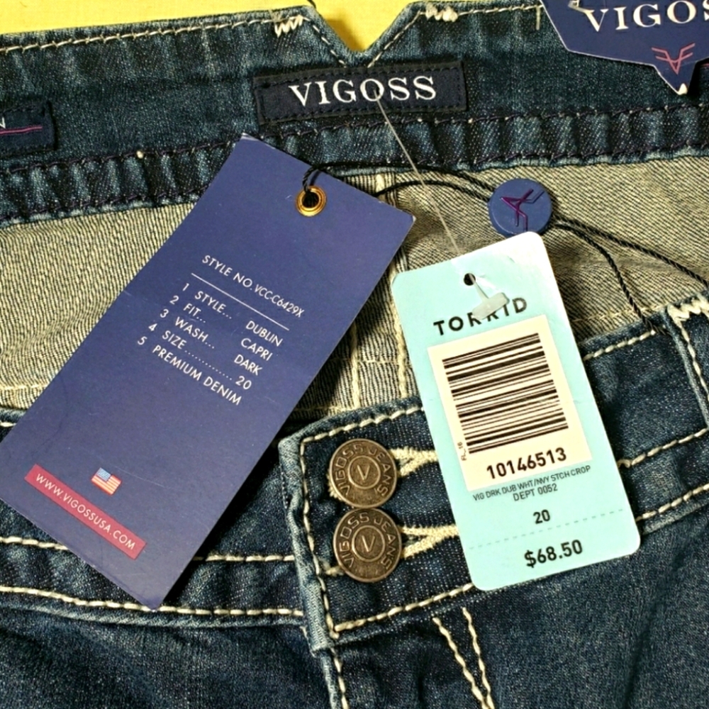 NEW! Vogoss blue/black Jeans Size 20, Length 19"